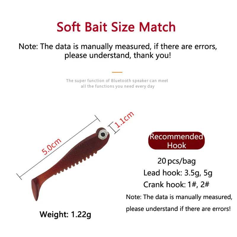 20Pcs Big Eyes T Tail Simulation Fish Type Soft Bait Fake Bait 5cm 1.22g  Silicone Crankbait Saltwater Paddle Tail Swimbaits Lure - AliExpress