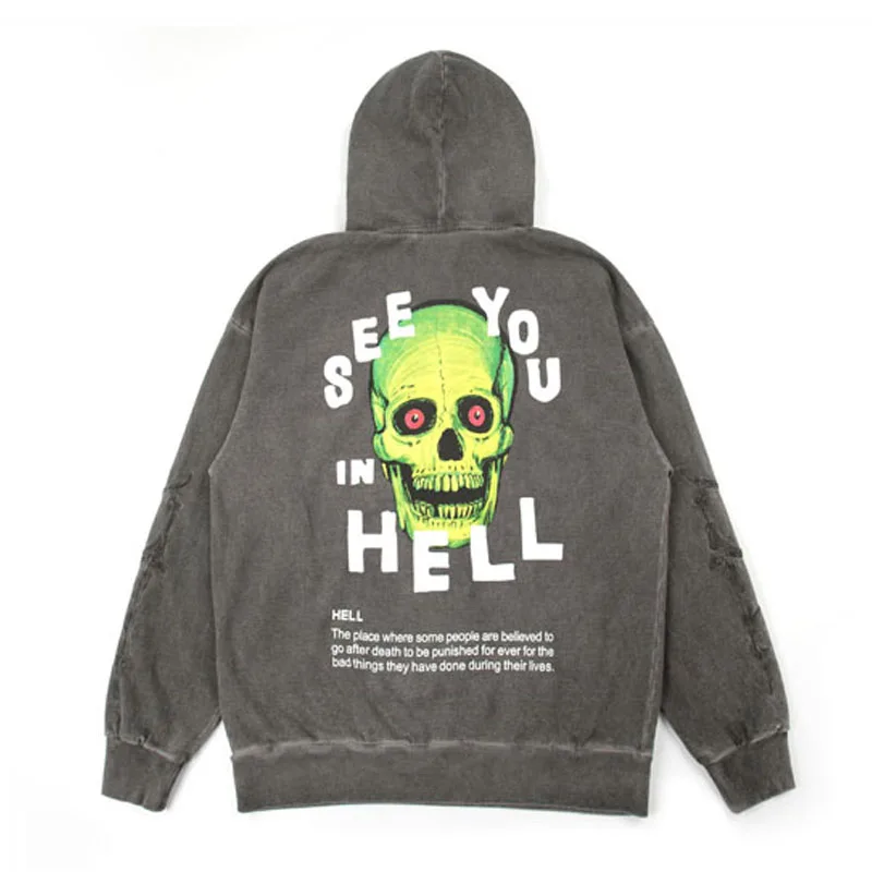 

Embroidery Arnodefrance Hoodies Men Women 1:1 Retro Do Old Washed Skull Arno De France Arnodefrance Hoodies Pullover
