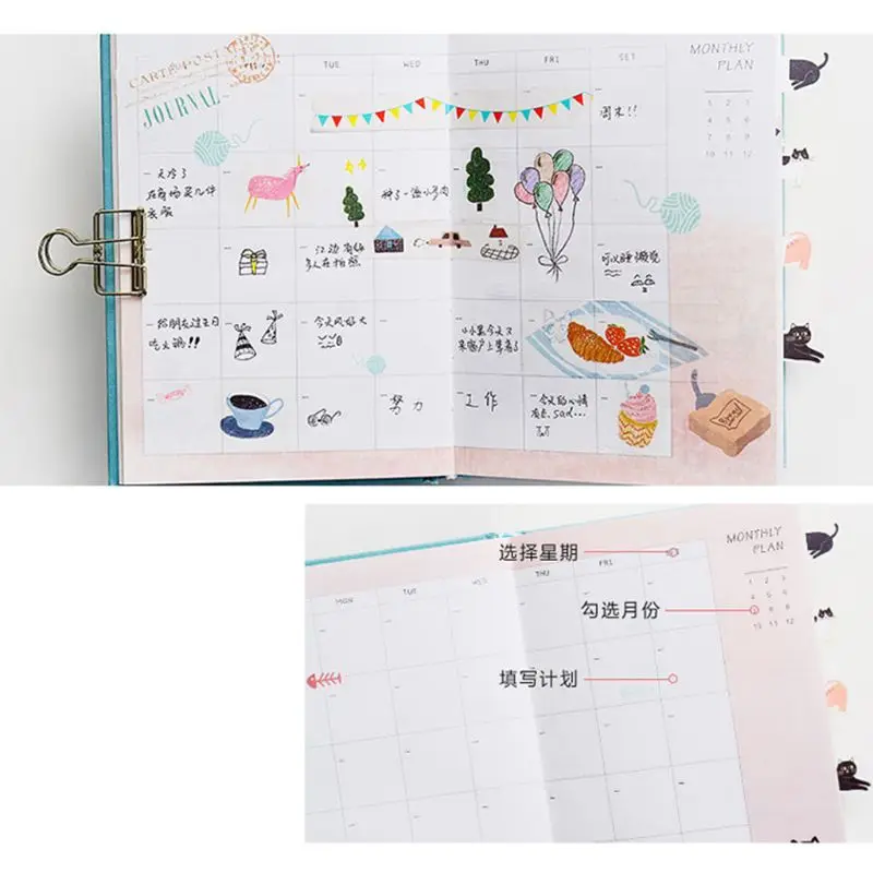 Kawaii List Diary Notebook Hand Book Planner Stationery with Tape Ruler Student W91A Kawaii List Diary Notebook Hand Book Planner Stationery with Tape Ruler Student W91A