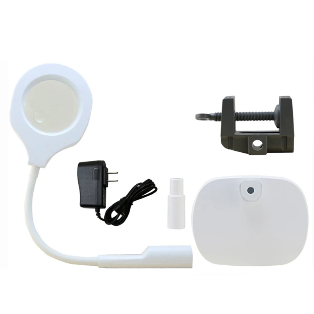 

6W Light Reading Lamp 5D,12D Diopter Magnifying Glass Magnifier 5-12X With Desk Clip For Mobile Phone Maintenance Tool BST-9145