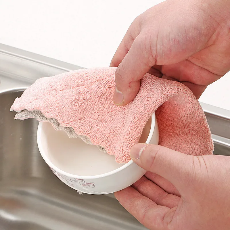 

10 pcs Double-sided Strong Absorbent Soft Scouring Pad Kitchen Cleaning Dish Towel Dry And Wet Household Cleaning Cloth
