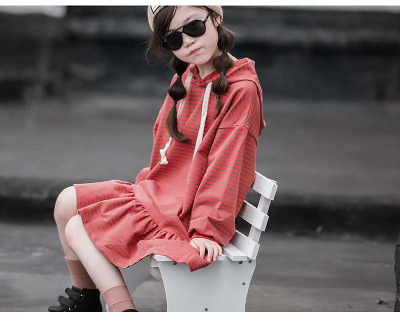 Mother And Daughter Clothing Girl Dress Autumn 2019 School Kids Sweatshirt Dress Striped Children Dresses Cotton Toddler Hoodies (4)