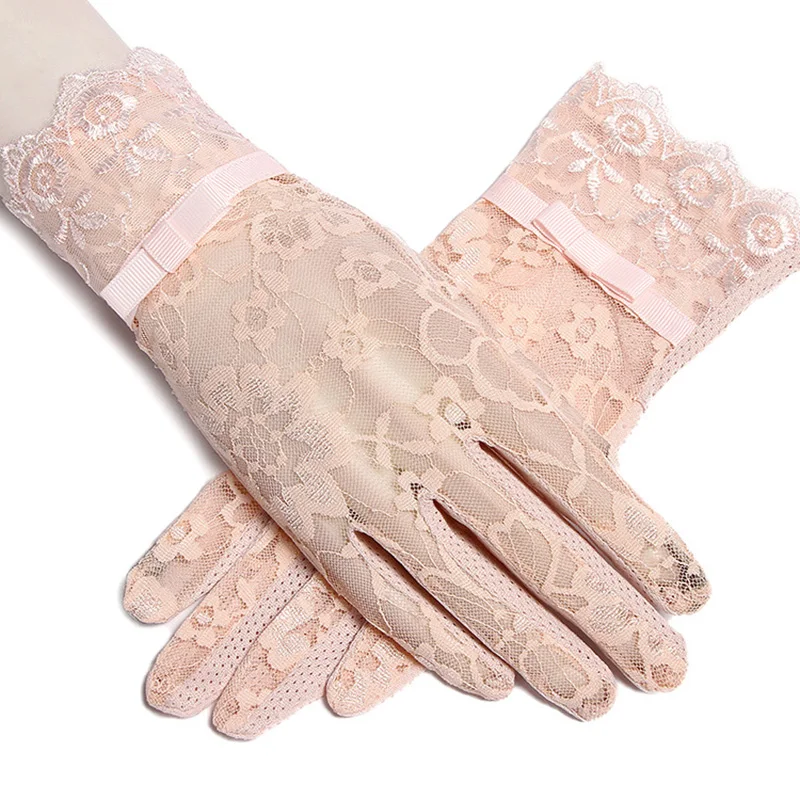 New Summer Anti UV Sun Protection Driving Touch Screen Lace Gloves For Women