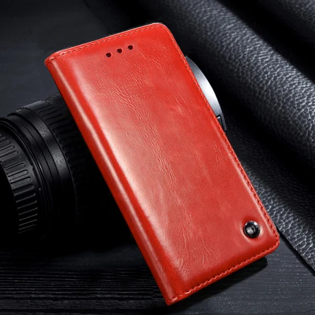 AMMYKI, отличный дизайн, внутри, собирающийся, флип, искусственная кожа, металлический знак, зауженный, чехол для телефона, чехол 5,5 'для lenovo Vibe P1, чехол - Цвет: Красный
