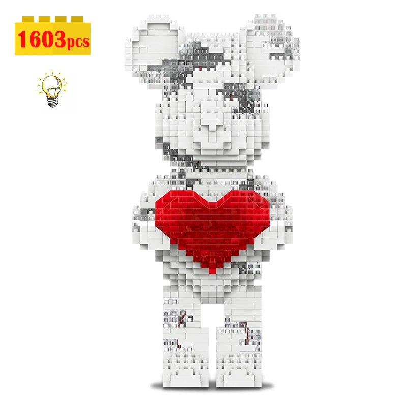 Bearbrick микрочастицы love Bear Nano строительные блоки MOC Mini животные модель микро