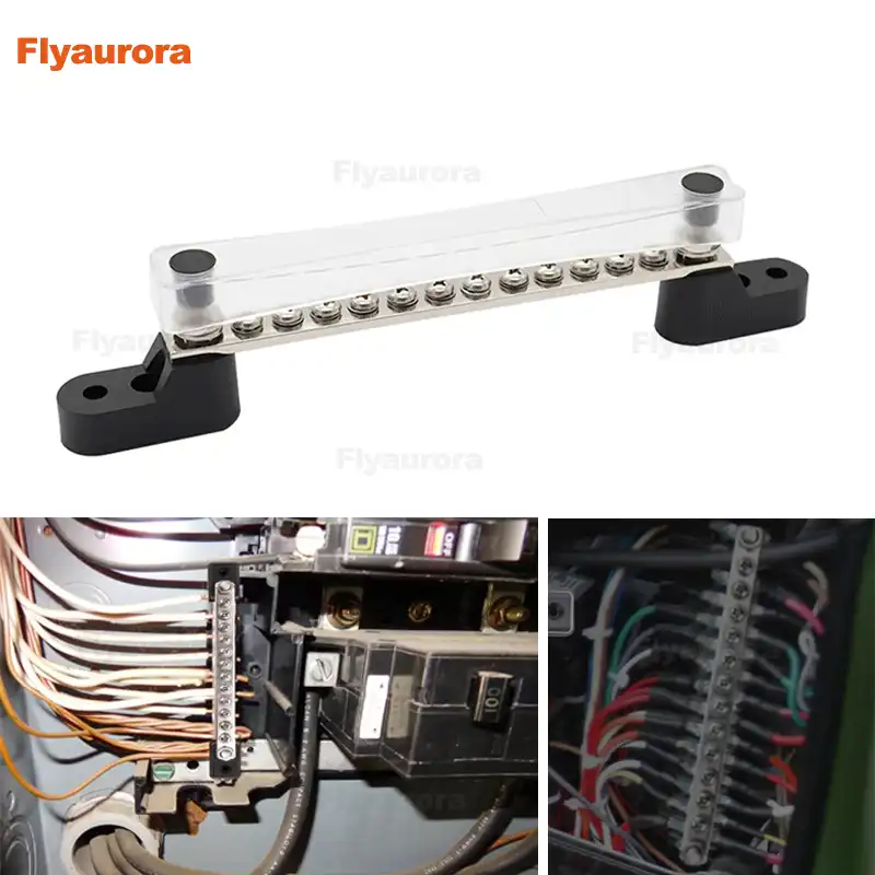 Bus Bar 12p Power Post Junction Block Negative Distribution Wiring Terminal Row For Boat Automotive Marine Truck Rv Bus