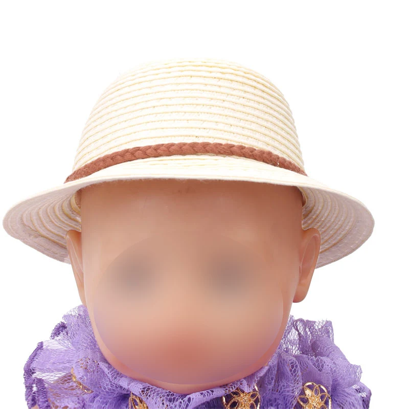 43 см детская шапка для кукол, Модная белая соломенная шляпа для новорожденных, детские игрушки, Солнцезащитная шляпа, подходит американским 18 дюймовым девочкам, кукла f499