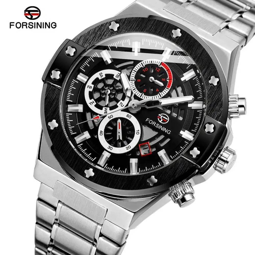 

Mens Watches Automatic Mechanical Multifunction Wrist Wristwatch for men Stainless Steel Male Clock Men Watch Relogio Masculino