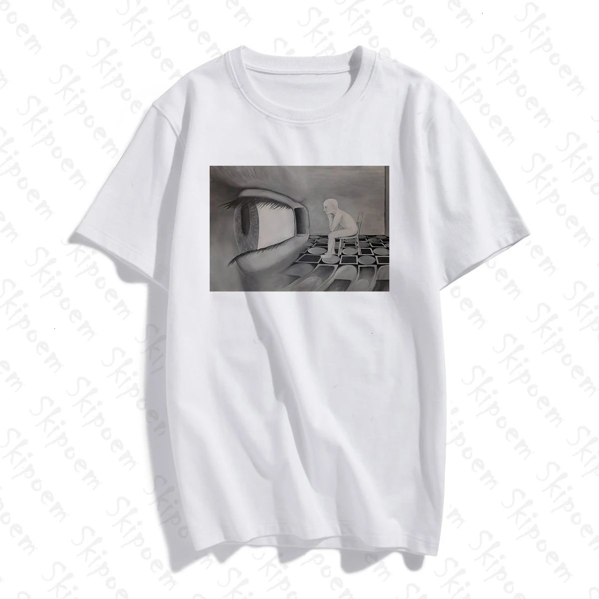 

Abstract Surreal Eye Soul Tshirt Women Aesthetic Punk Harajuku Korean Style Plus Size Cotton Short Sleeve Streetwear Clothes Top