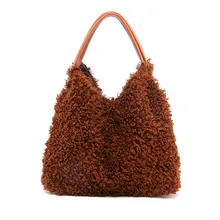 Плюшевая женская сумка-хобо, плюшевый цвет собаки, женская маленькая сумочка, осенне-зимний стиль, женские сумки на плечо, удобная сумка для покупок