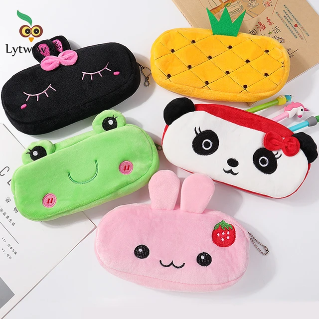 1 PCS 20CM Kawaii Cartoon Animals Plush Pouch Pencil Case Bag Key Chain  Coin Purse Wallet Case Pouch Bag School Supplies Gift - AliExpress