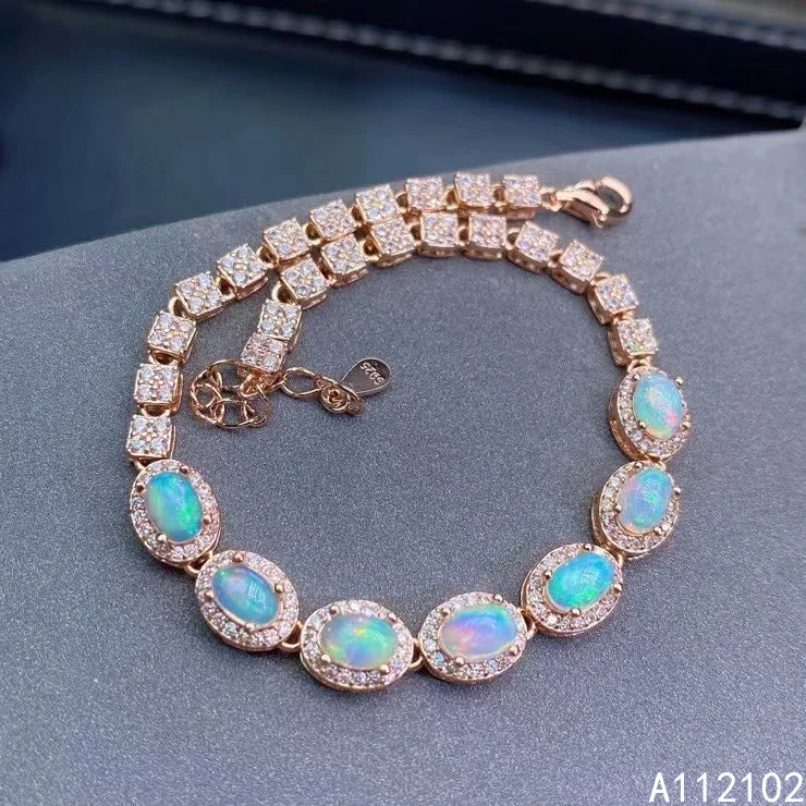 

KJJEAXCMY fine jewelry S925 sterling silver inlaid natural opal new Girl lovely hand Bracelet Support test Chinese style