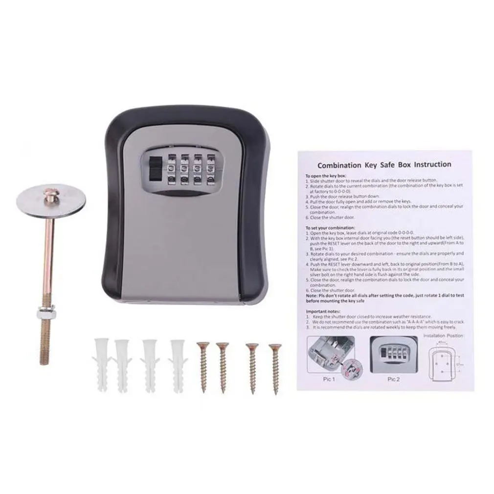 

Key Safe Box 4 Digit Combination Password Keys Box Key Storage Organizer Case Wall Mounted Home Security Lock Tool Metal Key Box