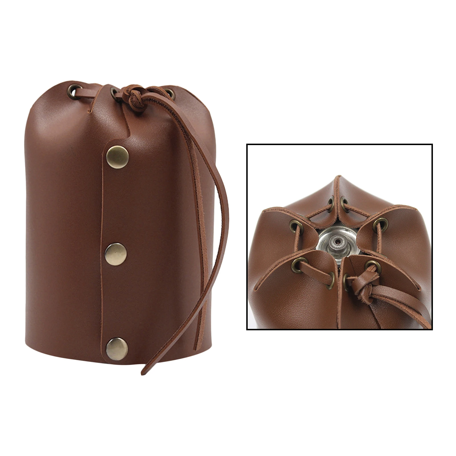 Gas Tank Protective Cover Case PU Leather Drawstring Bag Outdoor Hiking Tool