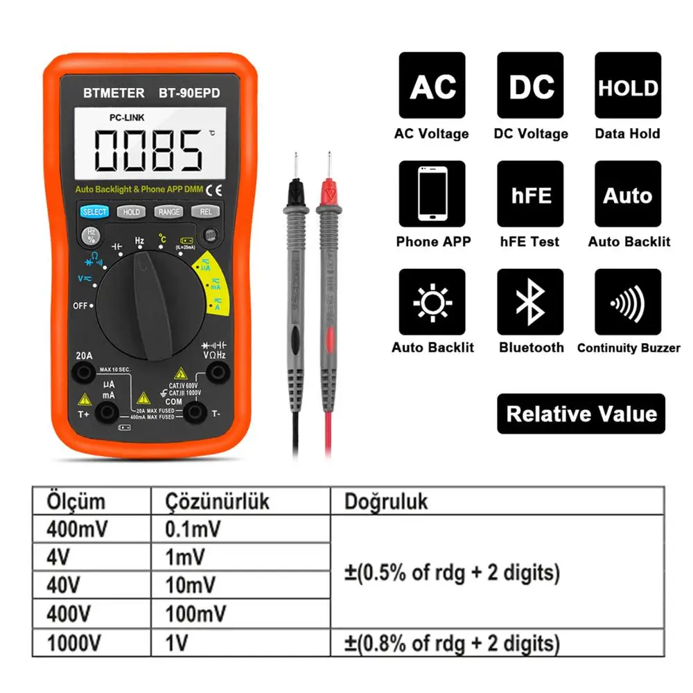 BT 90EPD цифровой мультиметр с автоматическим выбором диапазона Avometer DMM 4000 отсчетов