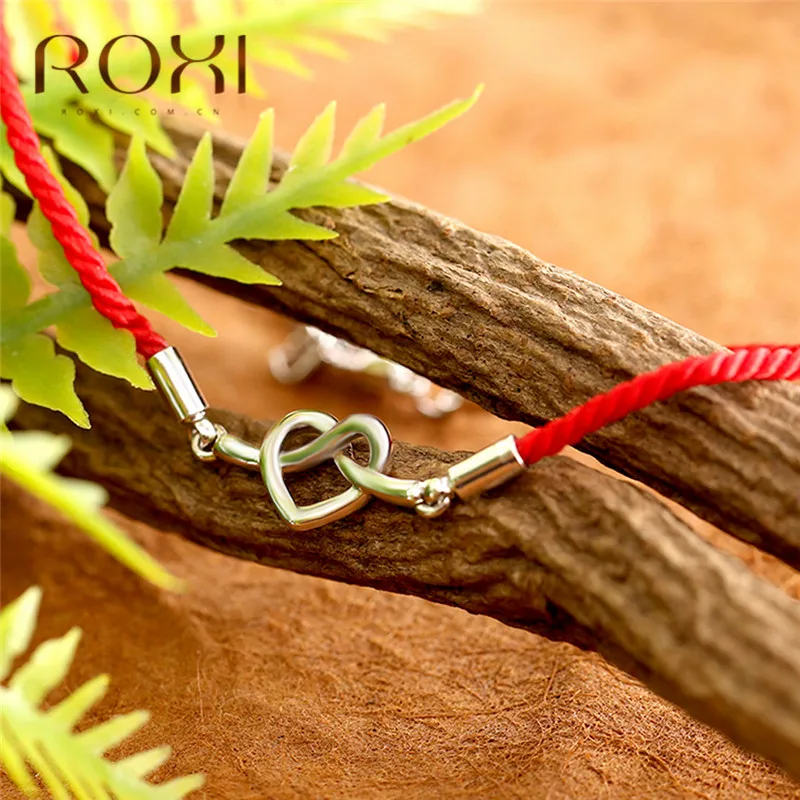 ROXI Red String Thread Веревка Браслеты для женщин минималистичный браслет с шармом в виде сердца Шарм ручной работы влюбленных Пара Браслеты-подарки