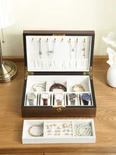  Casegrace Luxury Wooden Jewelry Box Organizer Women Large Ring Necklace Earrings Jewellery Storage Case Gift Casket 