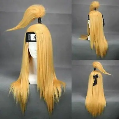 Парик Akactuki Deidara для косплея термостойкий длинный золотой парик из синтетических