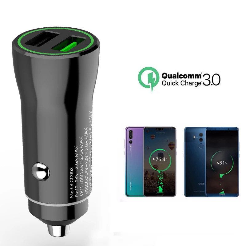 QC3.0 автомобильное зарядное устройство с двумя usb-портами для быстрой зарядки 9V2A для VIVO DASH зарядки для iphone 11 pro samsung