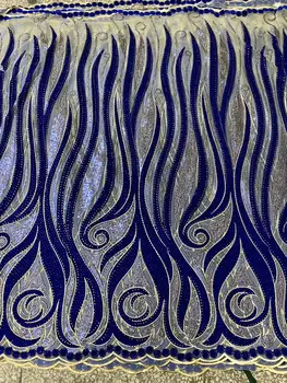 

African Velvet Lace Fabric High Quality Rhinestones Ghana Lace Fabric Stretch Velvet Lace For Nigerian Evening Party Dress Sew