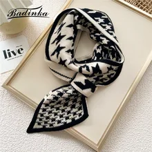 2021 New Fashion Autumn Winter Houndstooth Neck Warmer Scarf Muffler Female Knitted Warm Snood Scarves and Shawls for Ladies