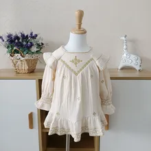 Детские платья детское платье с цветочным рисунком без рукавов из хлопка и льна для девочек весенне-летние платья для маленьких девочек