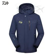 Outdoor Autumn Winter Daiwa Hooded Fishing Jacket Waterproof Detachable Thermal Solid Men Fishing Shirt In Fishing Clothing 3In1