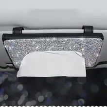 Bling автомобильный козырек держатель ткани кожа кристаллы бумажное полотенце обложка чехол для женщин(черный