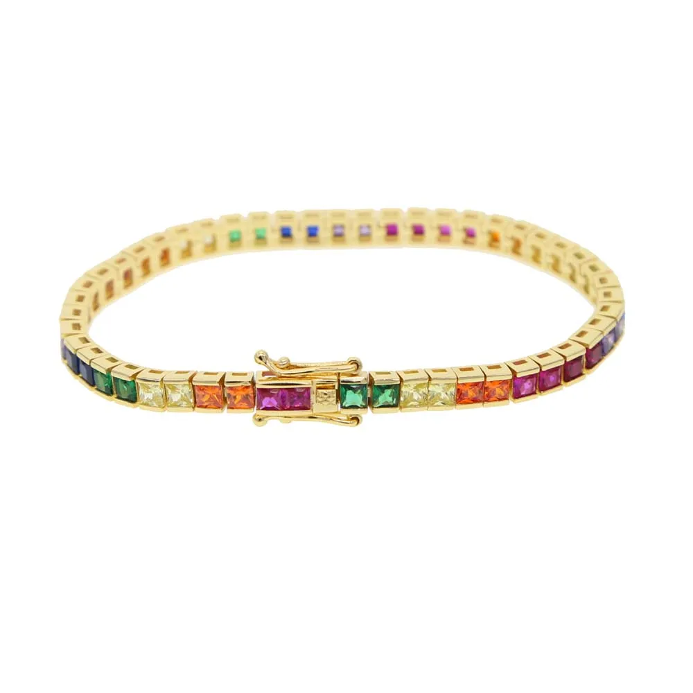 Rainbow Geometry Cz Stone Bracelet For Women Luxury Jewelry