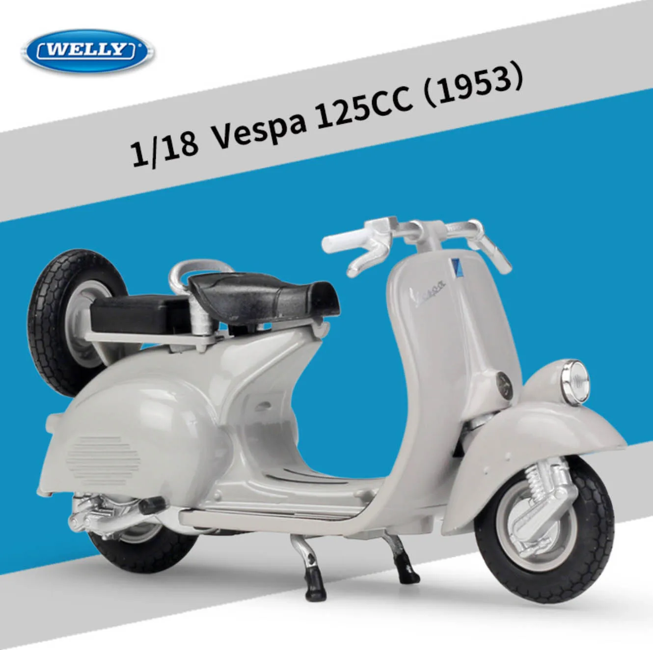 Welly 1/18 VESPA скутер мотоцикл литье под давлением дисплей Модель игрушки для детей мальчиков девочек - Цвет: 125CC (1953)