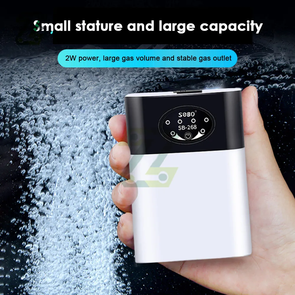 Oxygen Air Pump Air Compressor USB Charging 2600mAh Portable Exhaust Silent Oxygen Pump Aquarium Oxygen Pump 2