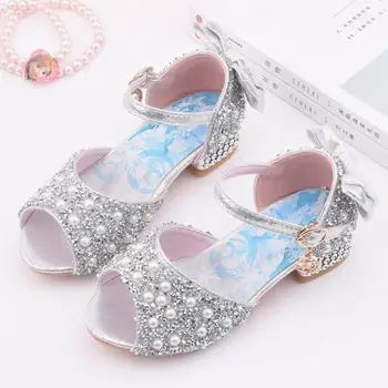 

Princess Toddler Kids Leather Shoes for Girls Pearl Butterfly-Knot Crystal Single Party Shoes Sandals High-Heeled Dance Shoes