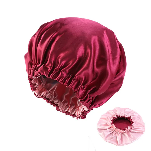 Wholesale Silky Satin Bonnet Hair Cap Double Layer Sleep Night Cap with Invisible Flat Adjusting Button Head Cover Bonnet Hat style454-8
