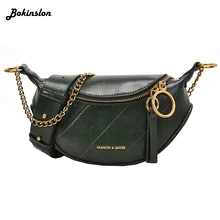 Bokinslon масло воск кожа модная поясная сумка женская повседневная панк стиль грудь плечо женская сумка