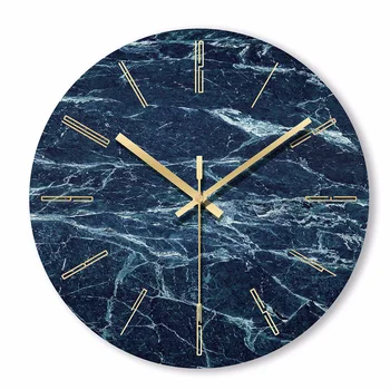 

Europe Simple Wall Clock Art Clock Marble Round Wall Clock Creative Design Wall Small Metal Decoration Home Decor W