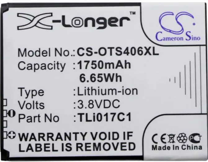 Cameron sino 1750 мАч батарея для ALCATEL One Touch Pop 3 4,5 с полосками из чёрно-OT-4060 4060A 5017 5017D 5019 TLi017C1