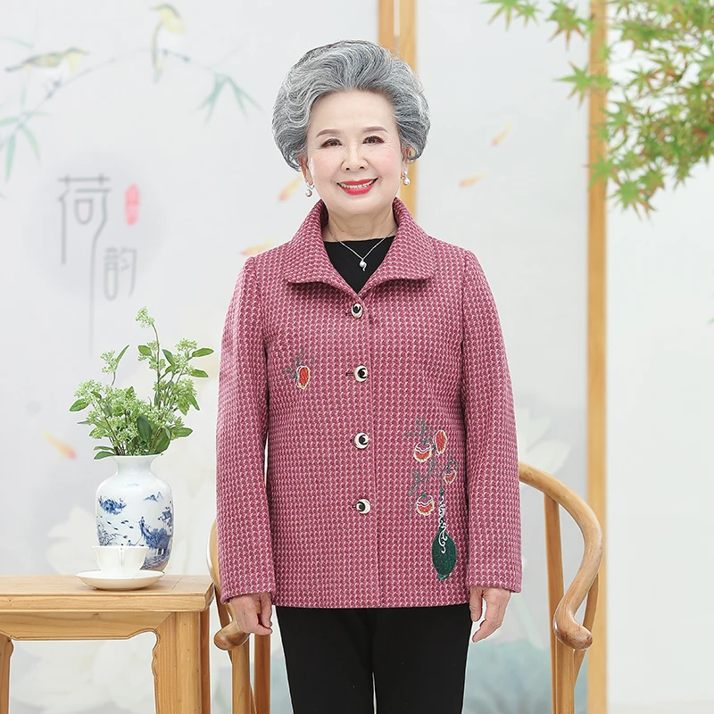 

Middle-aged and Elderly Women coat Jacket Spring new Women Outerwear Long Sleeve Jacket 5XL Grandma Clothing