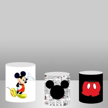 

Plinth Cover Backdrops Retro Mickey Mouse Photo Banner Children 1st Birthday Party Studio