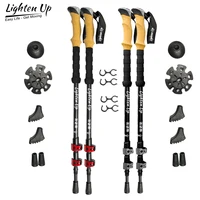 Lighten Up Carbon Fiber or Aluminum AlloyTrekking Poles Collapsible Telescopic Walking Sticks with Cork Handle Ultralight Hiking 1