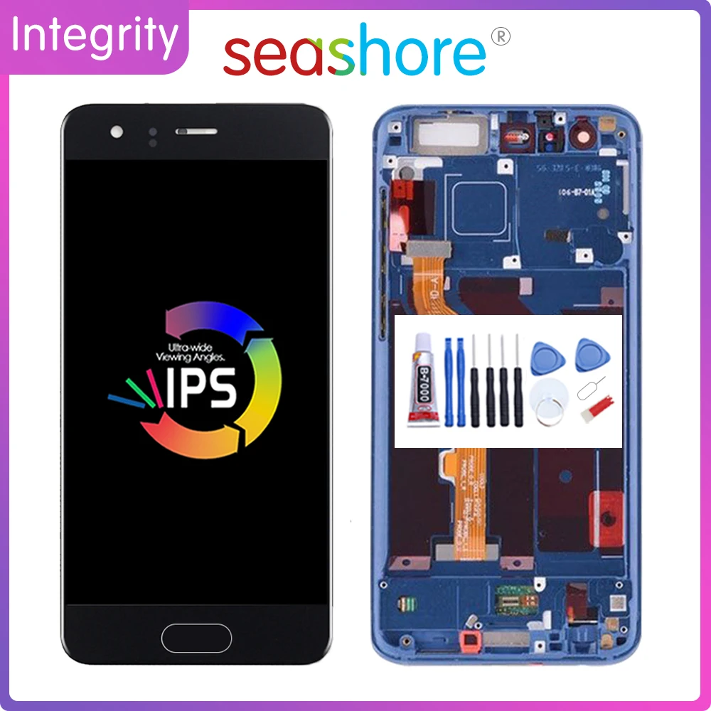 5.15&quotScreen For HUAWEI Honor 9 LCD Touch Screen Digitizer Assembly Huawei Display with Fingerprint Frame Replacement | Мобильные