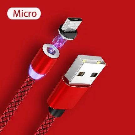 Магнитный USB кабель для быстрой зарядки usb type C 3 в 1 кабель для зарядки и передачи данных Micro USB кабель для мобильного телефона USB шнур - Цвет: For Micro Red