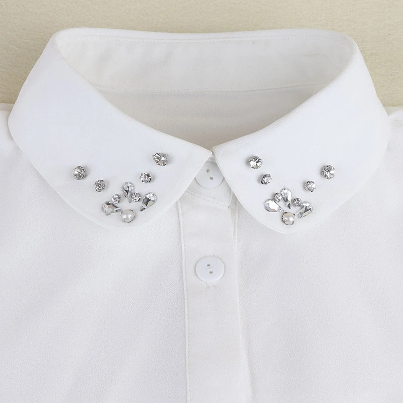 Linbaiway женская шифоновая рубашка с ложным воротником однотонная белая черная