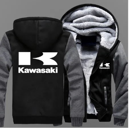 Зимнее пальто Kawasaki Moto с красным логотипом, мужские повседневные толстые теплые толстовки, мужская хлопковая куртка, повседневная мотоциклетная Толстовка P f - Цвет: 3