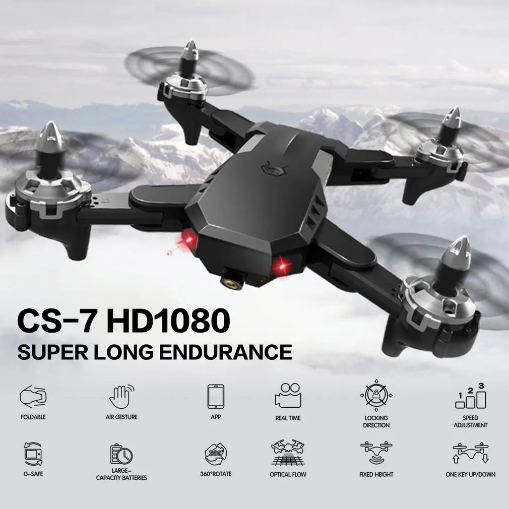 1080P Black CS-7 складной Квадрокоптер с 4 канала 6-Axis Gyro Бла(беспилотный летательный аппарат 480P 720P 1080 Камера Скорость Регулируемый «Безголовый» режим ощущающий силу тяжести - Цвет: 1080P Black