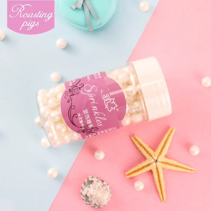 Bakery Decoration Color Sugar Bead 85 Grams Bottled Cake Lollipop Decoration Sugar Colorful Beads Sliver Beads Kim White Sugar P