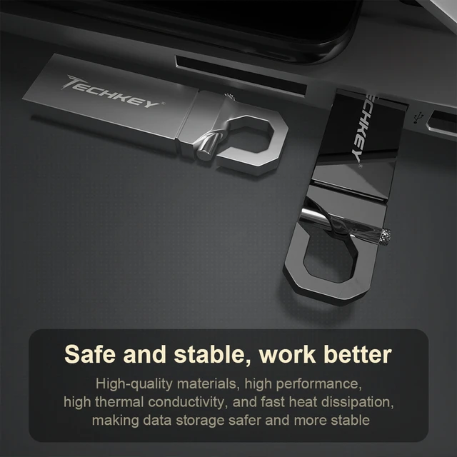 全新 Techkey USB 闪存盘 64GB 金属钢笔驱动器 32gb 内存 memori cel usb 记忆棒高速 Pendrive Key u 盘礼物 4