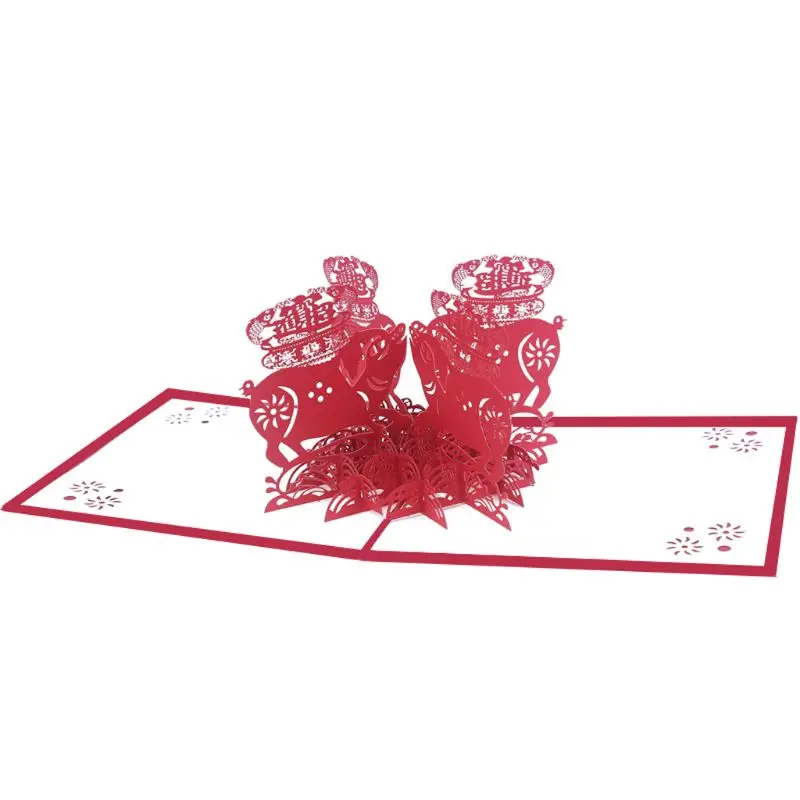  3D Pop Up Handmade Creative Pig Greeting Cards Postcards Invitation Laser Cut Happy New Year Party  - 4.00036E+12