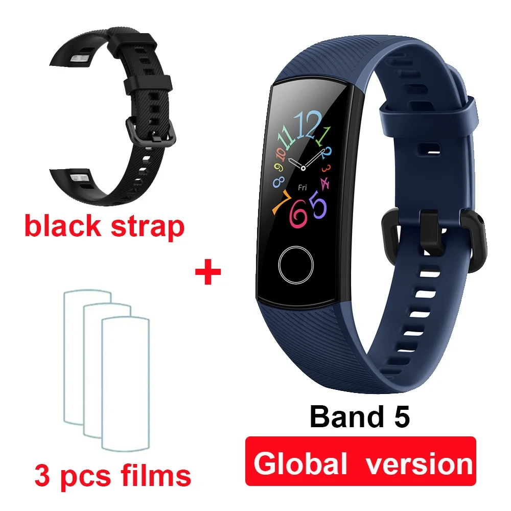 blue GL black Huawei Honor Band 5/5i/4/4e/глобальной смарт-браслет крови кислородом Фитнес трекер монитор сердечного ритма 50 м Водонепроницаемый смарт-браслет - Цвет: blue GL black