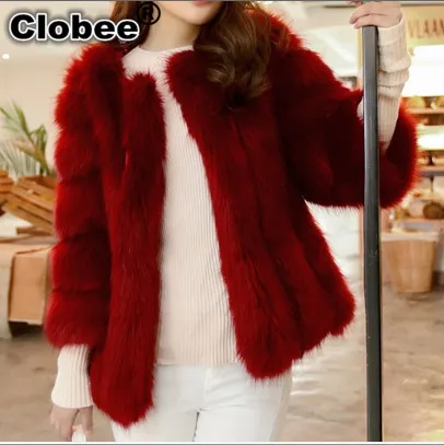 6XL офисное Женское зимнее меховое короткое пальто из искусственного меха Casacos Feminino плюс размер кардиган лисий мех куртки V484