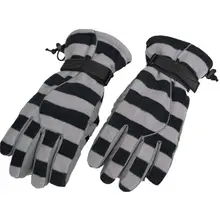 Мужские Женские Зимние флисовые лыжные перчатки полосы контрастных цветов водонепроницаемые теплые перчатки для сноуборда